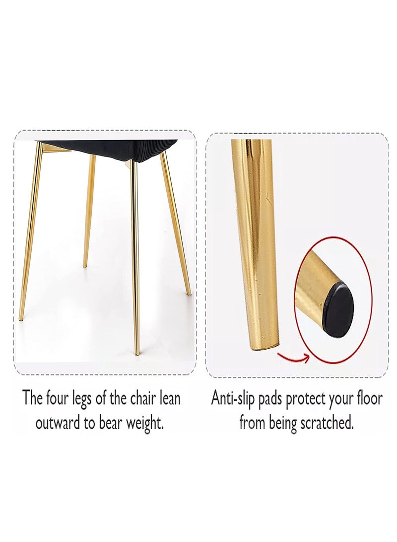 Ripple FURNITURE كرسي طعام بأرجل ذهبية بشكل دائري من المخمل لصالون الطعام وغرفة النوم - Image 3