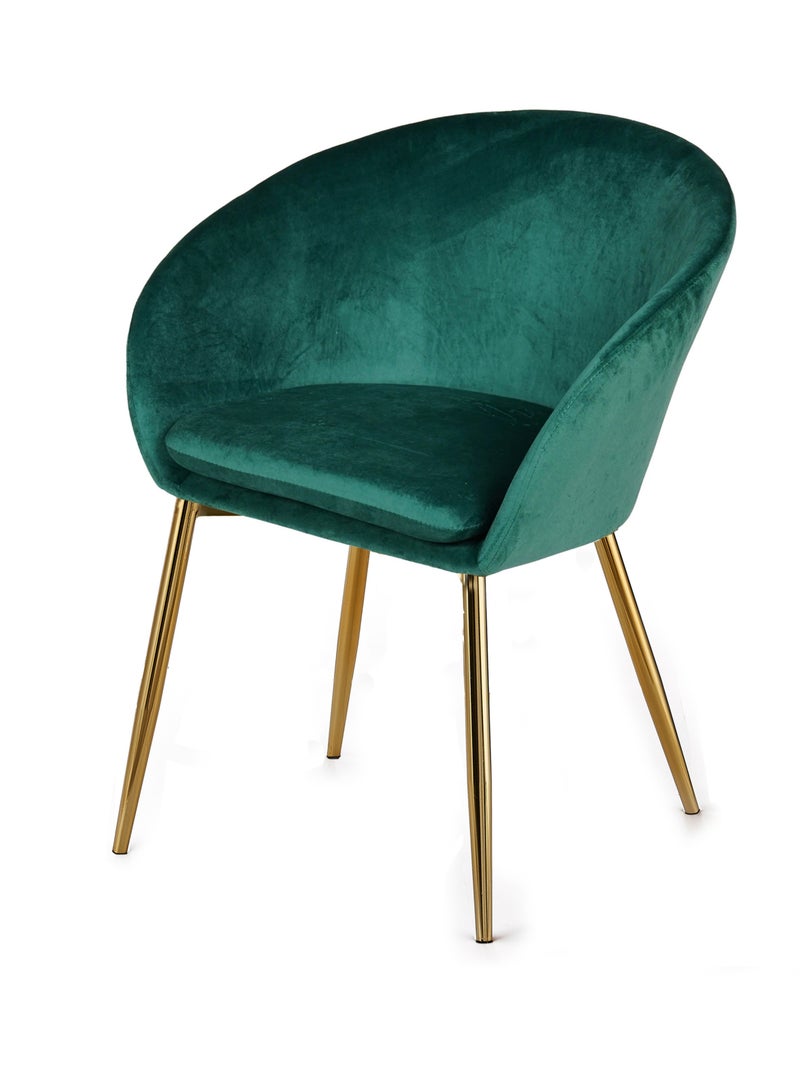 Ripple FURNITURE كرسي طعام بأرجل ذهبية بشكل دائري من المخمل لصالون الطعام وغرفة النوم - Image 1