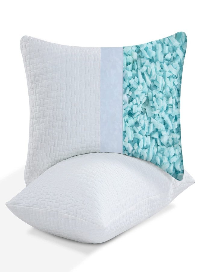 HOMBYS 2 Pcs Extra Firm Bed Pillows for Sleeping, Shredded Memory Foam Pillows Standard Size, for Side, Back, Stomach Sleepers,40% Viscose Made from Bamboo Cooling Cover - Image 2
