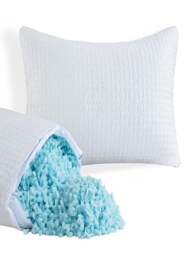 HOMBYS 2 Pcs Extra Firm Bed Pillows for Sleeping, Shredded Memory Foam Pillows Standard Size, for Side, Back, Stomach Sleepers,40% Viscose Made from Bamboo Cooling Cover - Image 1