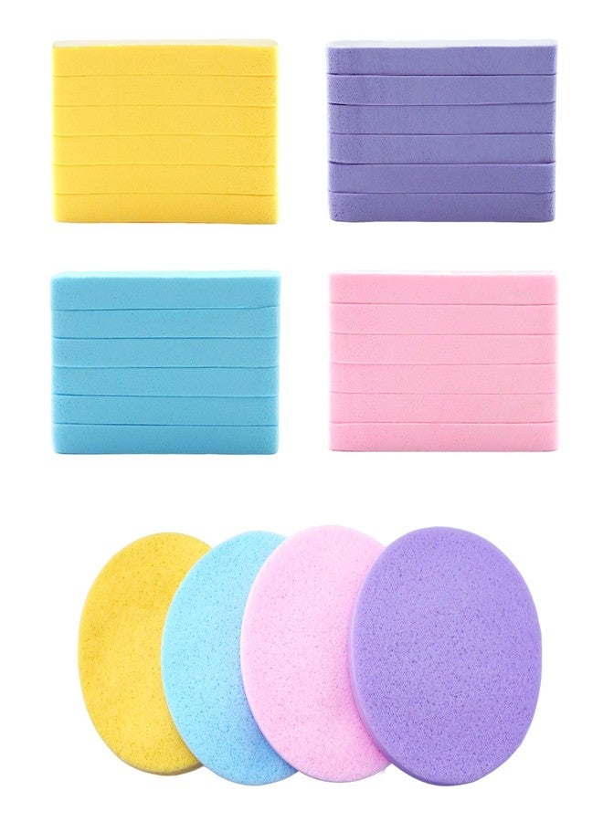 Quacc 48 PCS Compressed Facial Sponges 4 Colors Soft Facial Cleaning Sponge for Face Cleansing, Exfoliating, Makeup Removall (Yellow, Pink, Purple, Blue) - Image 1