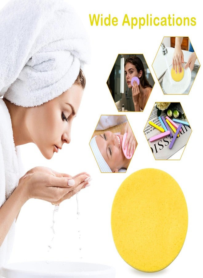 Quacc 48 PCS Compressed Facial Sponges 4 Colors Soft Facial Cleaning Sponge for Face Cleansing, Exfoliating, Makeup Removall (Yellow, Pink, Purple, Blue) - Image 4