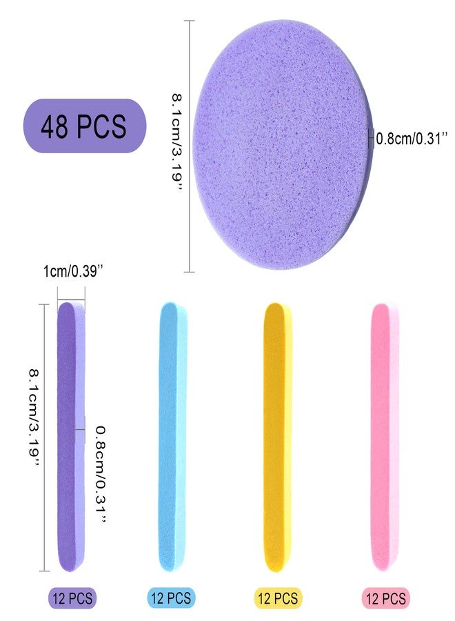 Quacc 48 PCS Compressed Facial Sponges 4 Colors Soft Facial Cleaning Sponge for Face Cleansing, Exfoliating, Makeup Removall (Yellow, Pink, Purple, Blue) - Image 5