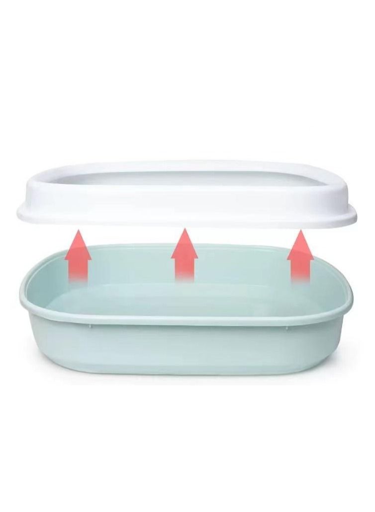 Generic TaoTaoPets Cat Litter Box, Large Size With High Sides 47cm x 39cm x 13cm, Pvc Cat Litter Scooper .(Blue)  - Image 2