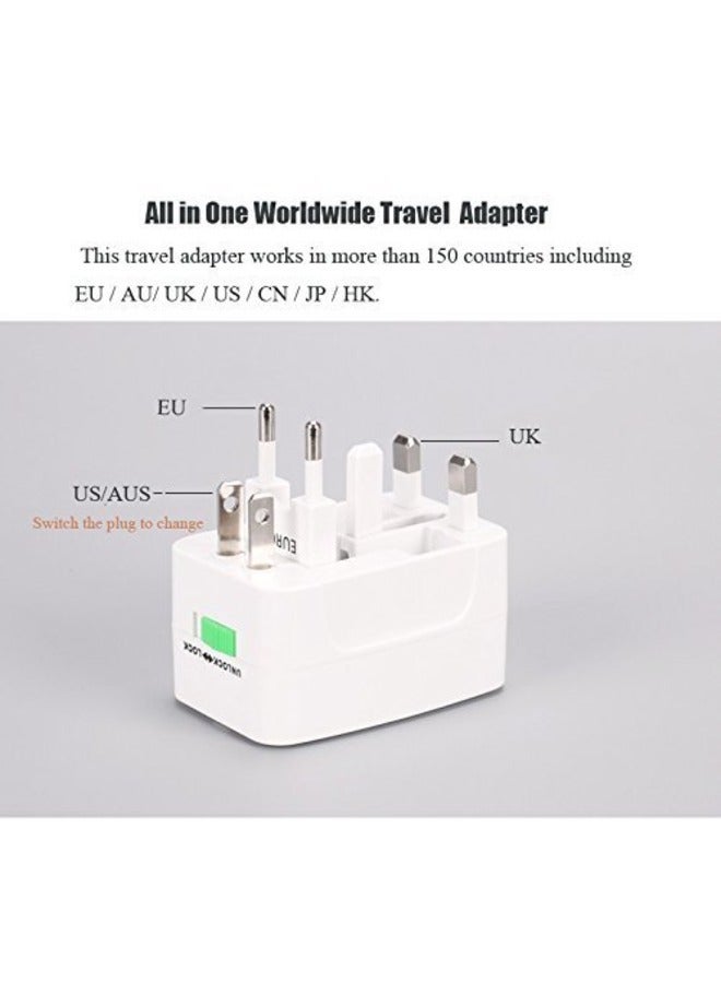Universal Travel Adapter – All-in-One Worldwide Charger with USB Ports (White)  - Image 5