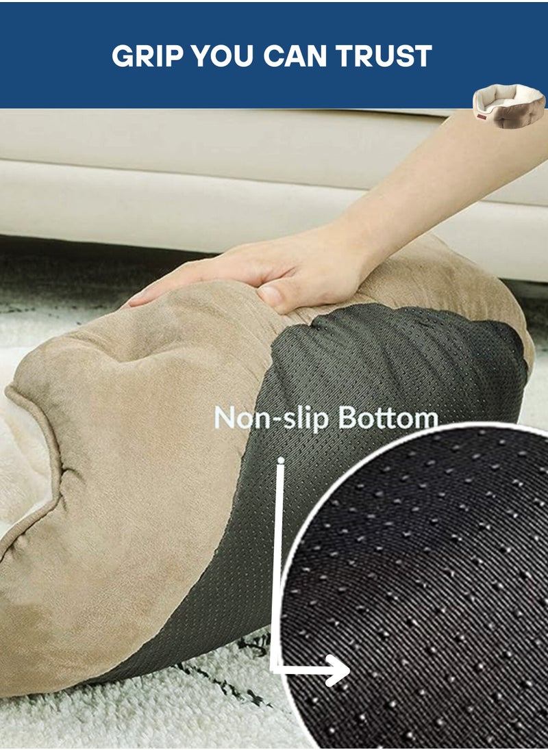 Horizon - Extra Soft Cat Bed for Deep Sleep, Orthopedic Round Pet Bed for Joint & Muscle Support, Machine Washable Cat Beds for Indoor Cats with Slip-Resistant Bottom, Kitten Bed for Medium Cats - Brown - Image 1