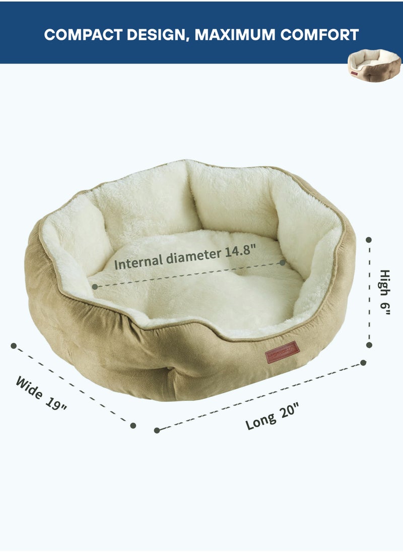 Horizon - Extra Soft Cat Bed for Deep Sleep, Orthopedic Round Pet Bed for Joint & Muscle Support, Machine Washable Cat Beds for Indoor Cats with Slip-Resistant Bottom, Kitten Bed for Medium Cats - Brown - Image 1