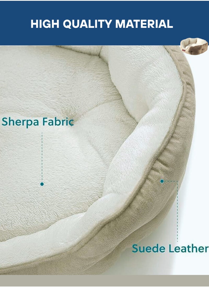 Horizon - Extra Soft Cat Bed for Deep Sleep, Orthopedic Round Pet Bed for Joint & Muscle Support, Machine Washable Cat Beds for Indoor Cats with Slip-Resistant Bottom, Kitten Bed for Medium Cats - Brown - Image 1