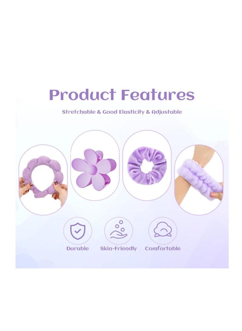 OASIS-TH Set 6 of  Pack Headband Wristband Skincare and Makeup Headbands Puffy Soft Skin Care Headband for Washing Face Trendy Hair Accessories Gifts for Women Girls - Image 3