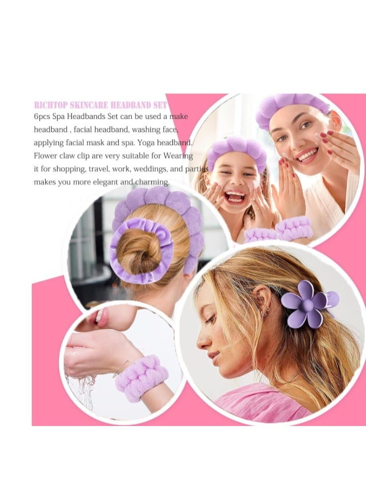 OASIS-TH Set 6 of  Pack Headband Wristband Skincare and Makeup Headbands Puffy Soft Skin Care Headband for Washing Face Trendy Hair Accessories Gifts for Women Girls - Image 4