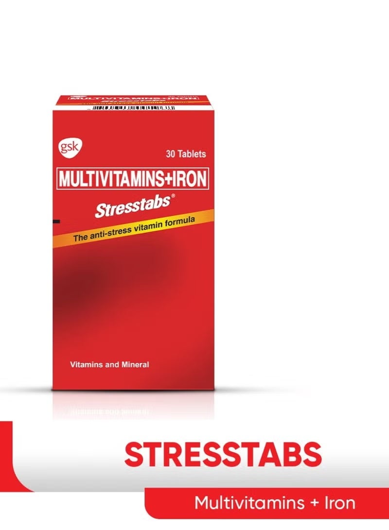 جي أس كيه سترس تابس متعددة الفيتامينات وأقراص الحديد - 30