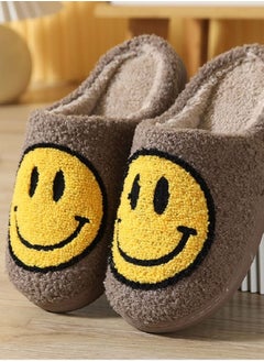 Smiley Face Designed Bedroom Slippers Coffee