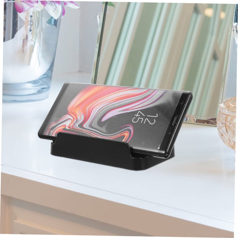 Black Desktop Phone Stand Holder Adjustable Angle Compatible with Smartphones and Tablets - Image 3