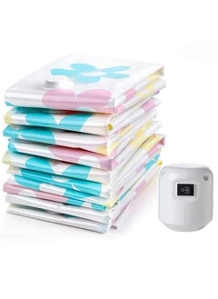 XiuWoo Vacuum Storage Bags Space Saver Bags with Auto Air Pump Reusable Vacuum Compression Bags Space Saving Bag for Clothes Mattress Blanket Duvets Pillows 11 Pieces Set  - Image 1