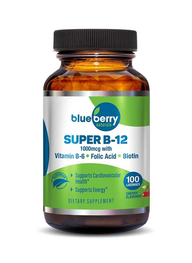 blueberry NATURALS سوبر ب12 1000 ميكروجرام أقراص استحلاب 100 قرص  - Image 1