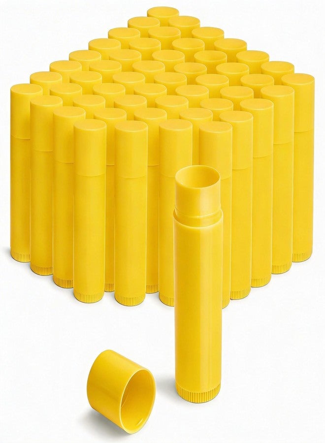 JuLand 50 Packs Empty Lip Balm Tubes 5.5ml - Refillable Round Lipstick Containers and BPA Free, Leak-Free Lip Balm Empty Containers for DIY (Yellow) - Image 1