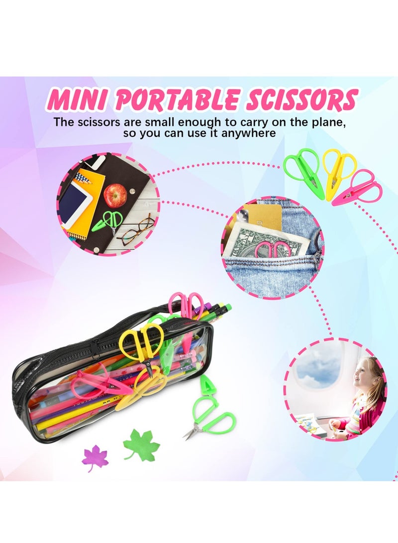 SOLARAE Kids Scissors, Mini Scissors, Colorful Travel Scissors, Children Blunt Tip Safety Scissors Plastic Handle Craft Scissors for Scrapbooking Art DIY Craft Students School Teaching Stationery - Image 4