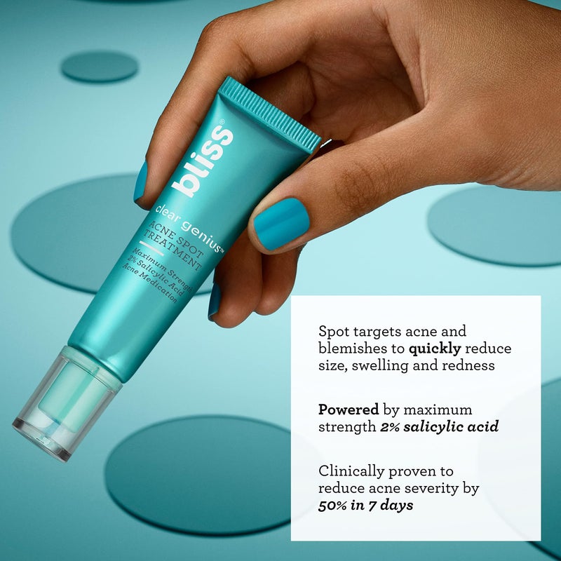 Bliss Clear Genius Acne Spot Treatment â€“ Maximum Strength 2% Salicylic Acid Shrinks Blemishes â€“ Clean, Vegan, Cruelty-Free, 0.5 Fl Oz - Image 2