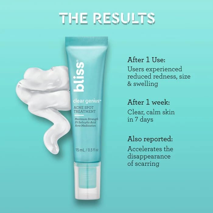 Bliss Clear Genius Acne Spot Treatment â€“ Maximum Strength 2% Salicylic Acid Shrinks Blemishes â€“ Clean, Vegan, Cruelty-Free, 0.5 Fl Oz - Image 4