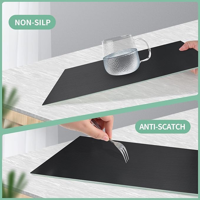 ElastPro Ethylene Vinyl Acetate 45 Cm X 5 M Black Food Grade EVA Solid Anti Slip Washable Matsheet For FridgeKitchenDrawerShelf LinerTableLine TextureBlack - Image 5