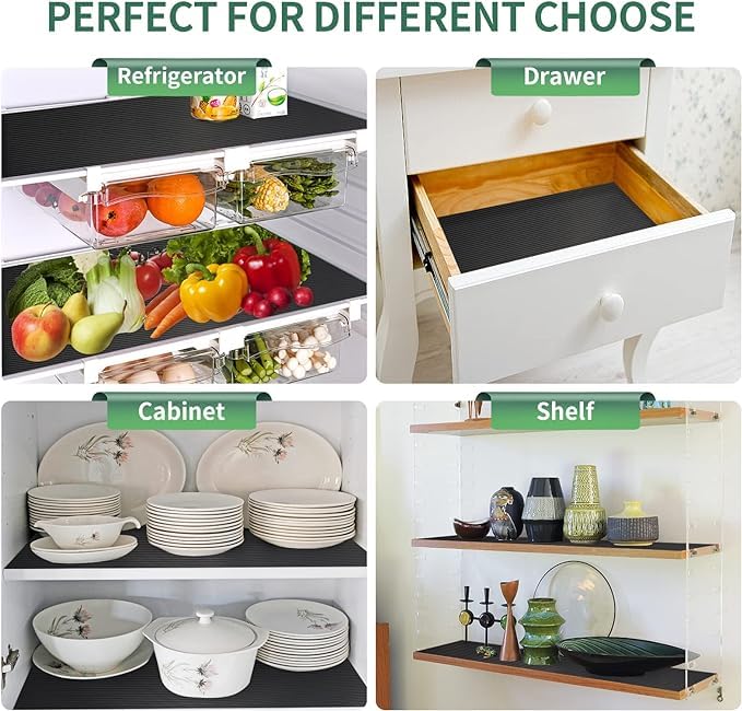 ElastPro Ethylene Vinyl Acetate 45 Cm X 5 M Black Food Grade EVA Solid Anti Slip Washable Matsheet For FridgeKitchenDrawerShelf LinerTableLine TextureBlack - Image 4