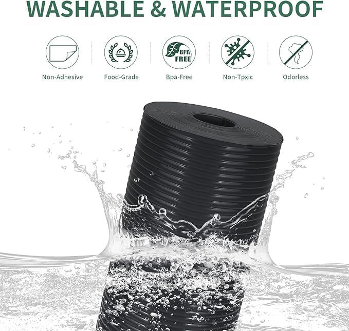 ElastPro Ethylene Vinyl Acetate 45 Cm X 5 M Black Food Grade EVA Solid Anti Slip Washable Matsheet For FridgeKitchenDrawerShelf LinerTableLine TextureBlack - Image 3