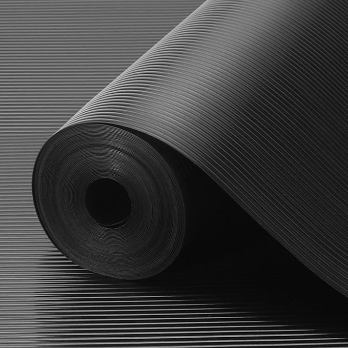 ElastPro Ethylene Vinyl Acetate 45 Cm X 5 M Black Food Grade EVA Solid Anti Slip Washable Matsheet For FridgeKitchenDrawerShelf LinerTableLine TextureBlack - Image 1
