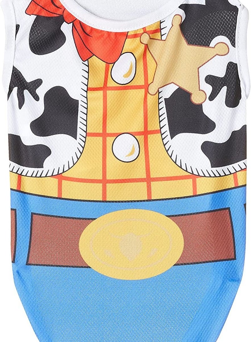 Generic Ohana Spring Wear Collection Fashion Prints Clothes With Round Neck T Shirt For Cats And Dogs Yellow And Blue Print Medium Size  - Image 1