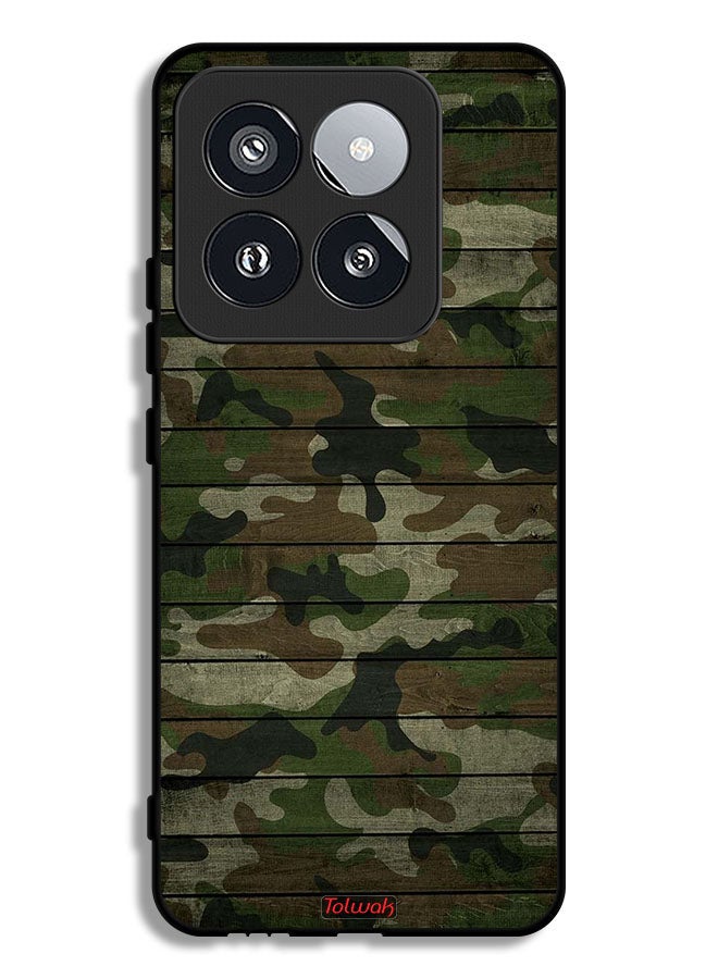Tolwak Xiaomi 14 Pro Protective Case Cover Camouflage Wooden Pattern - Image 1