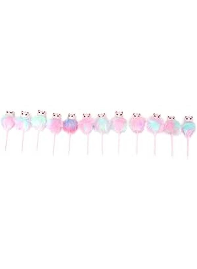12 Pack Multicolor Ballpoint Pens With Plush Grip Smooth Gel Ink For School Students Writing Supplies - Image 1