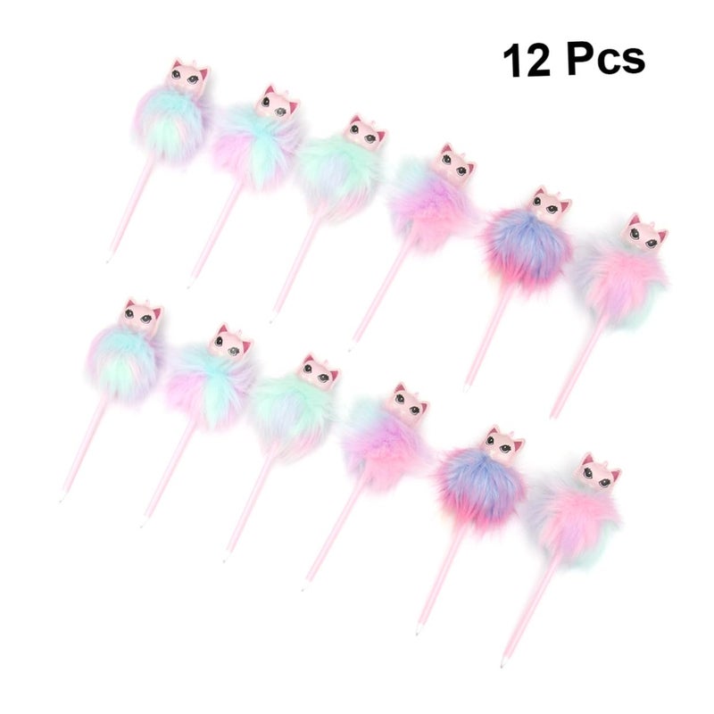 12 Pack Multicolor Ballpoint Pens With Plush Grip Smooth Gel Ink For School Students Writing Supplies - Image 5