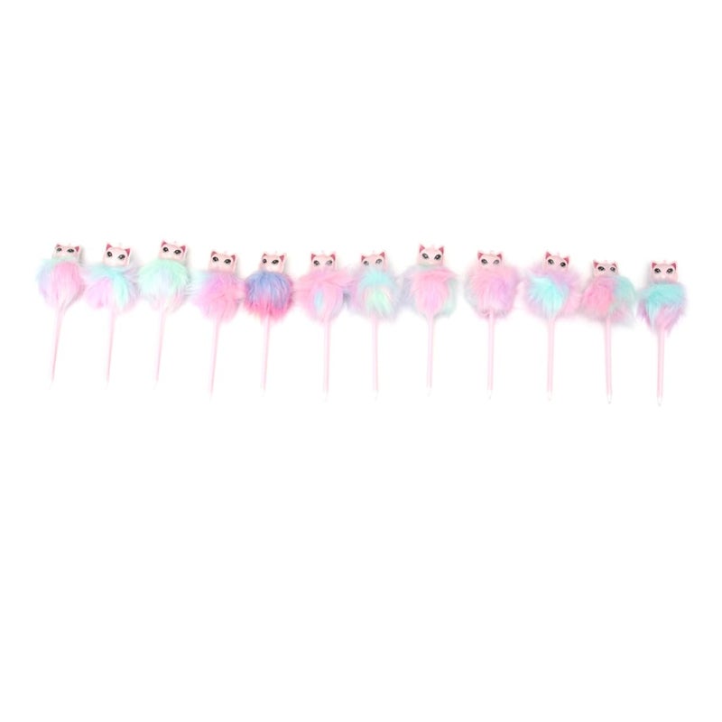 12 Pack Multicolor Ballpoint Pens With Plush Grip Smooth Gel Ink For School Students Writing Supplies - Image 2