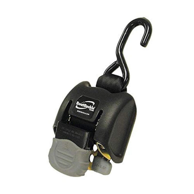 BoatBuckle Retractable Transom Tie Down Strap  Bolt On Retractable Ratchet Strap for Boat Trailer Replaceable Boat Buckle for F08893 Intended for Freshwater Environments 2x43 Inch 1Count