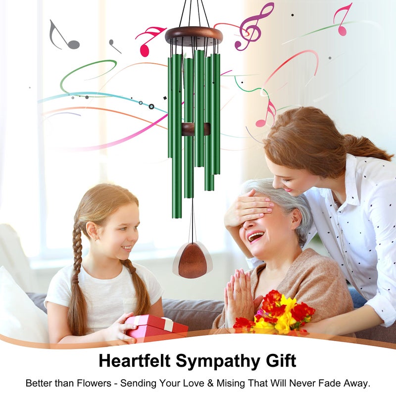 Bursvik Large Aluminium Wind Chimes 37 Inches to Create a Zen Atmosphere Suitable for Outdoor, Garden, Patio Decoration. Classic Wind Chimes with Wind Catcher Suitable as A Gift for Unisex(Green) - Image 5