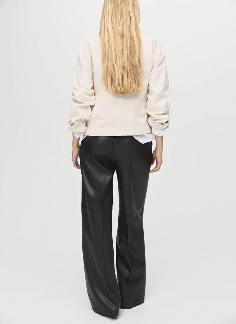 مانجو Denim jacket with contrasting collar