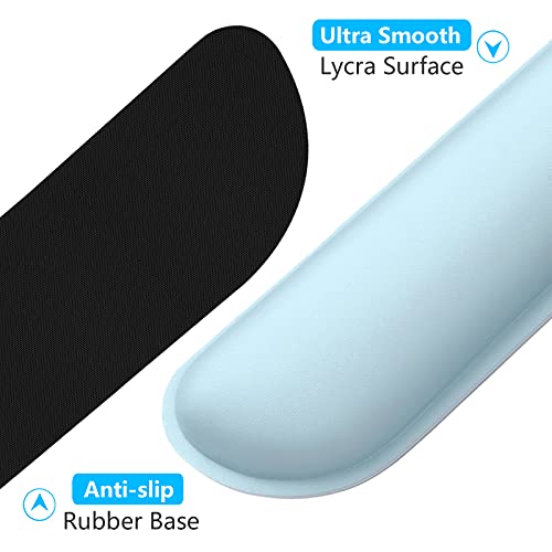 Dapesuom Enlarge Keyboard Wrist Rest, Memory Foam Wrist Cushion for Desk Mats Support, Cute Typing Pain Relief Keyboard Mouse Pad Rests Set with Non-Slip Base for Gaming Laptop Office, Sky Blue - Image 4