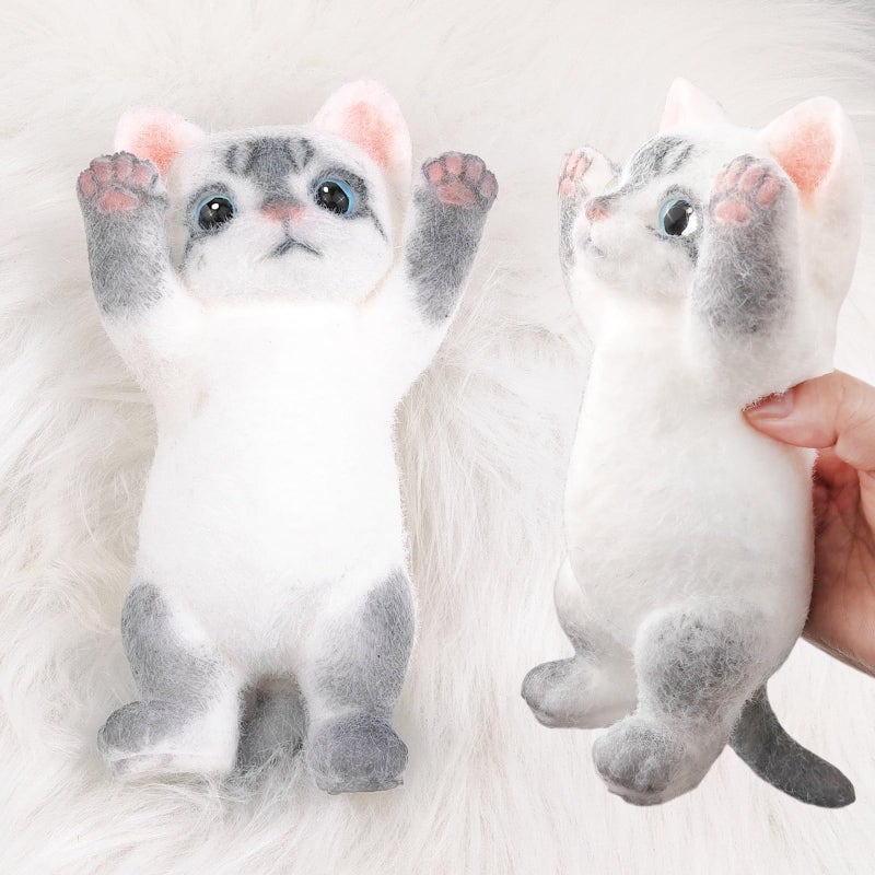QOUXZ Hand Painted Cat Squishy ToysLarge Ultra Soft Kitty Squeeze Fidget Toy for Stress Relief Kawaii Squishies Sticky Animal Toy for Adults KidsDecompression Sensory Balls for Autism - Image 2