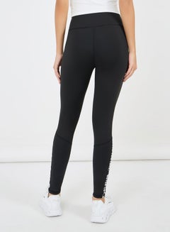 Styli Dual Text Tapping Detail Full Length Leggings  - Image 4