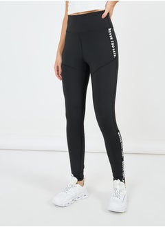 Styli Dual Text Tapping Detail Full Length Leggings  - Image 2