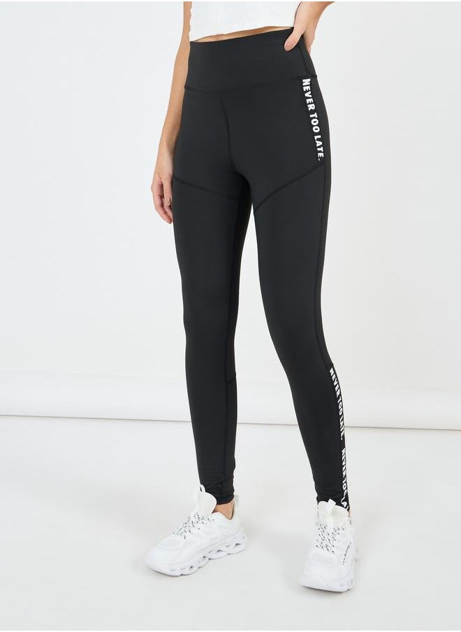 Styli - Dual Text Tapping Detail Full Length Leggings - Image 1
