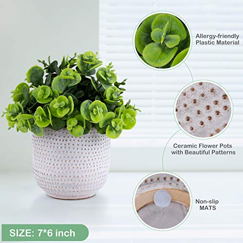 Karlliu Artificial Plants in Ceramic Planter Cute Lysimachia Fake Succulent Flowers Potted for Home Office Table Desk Decor Living Room Bathroom Bedroom Shelves Decoration - Image 2
