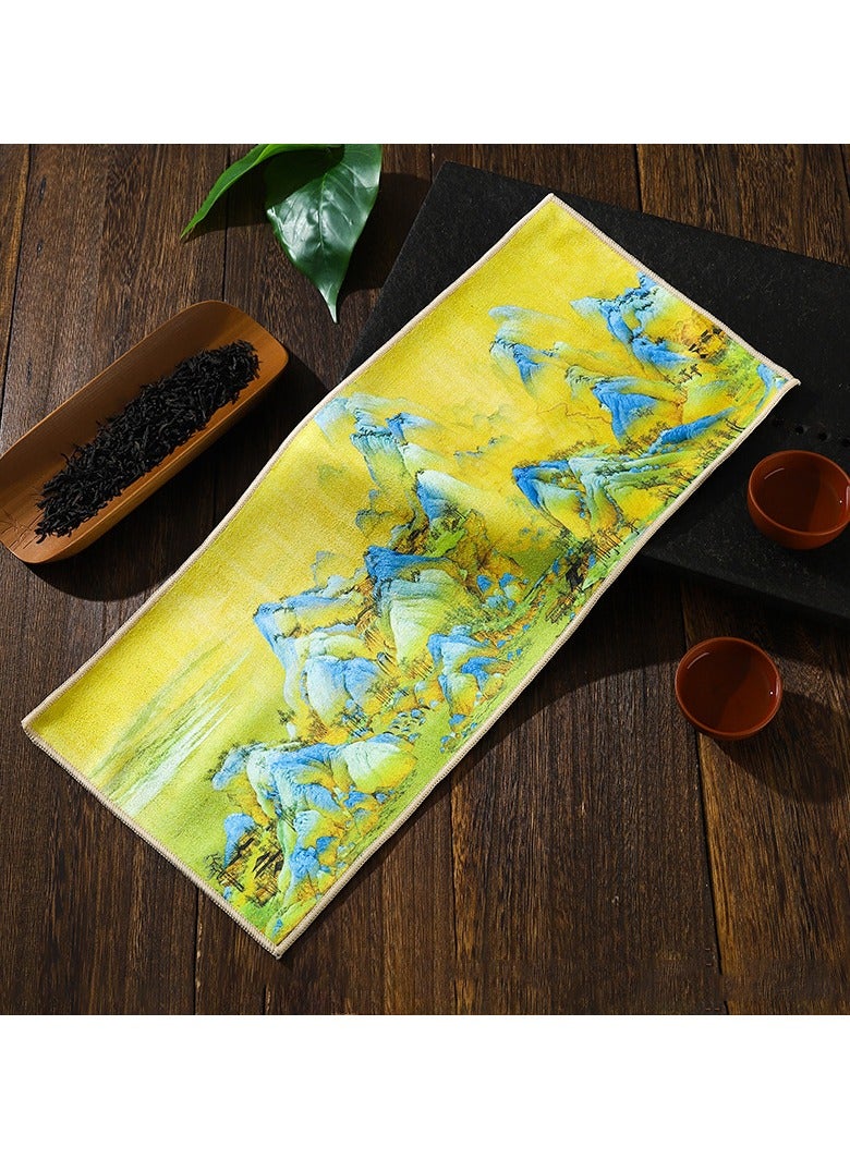 3pcs Towel Set,Tea Table Absorbent Towels,Famous Chinese Paintings Color Printed Absorbent Towel(as shown) - Image 4