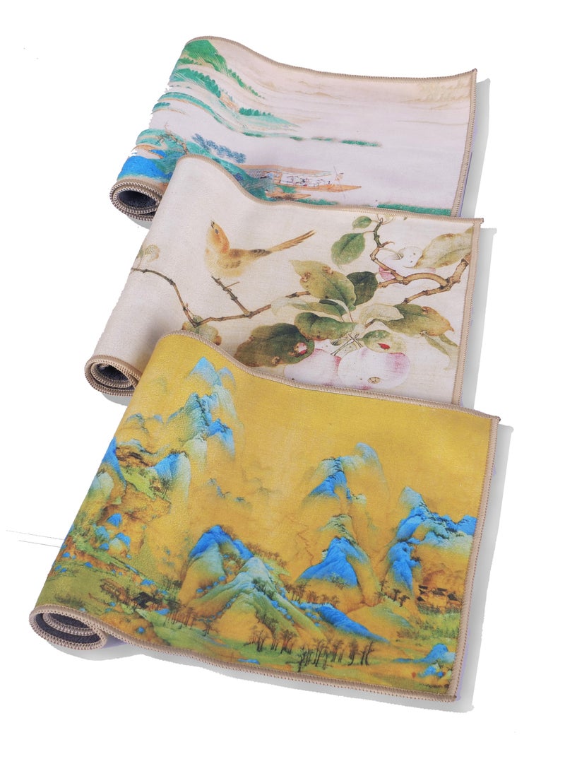 3pcs Towel Set,Tea Table Absorbent Towels,Famous Chinese Paintings Color Printed Absorbent Towel(as shown) - Image 3
