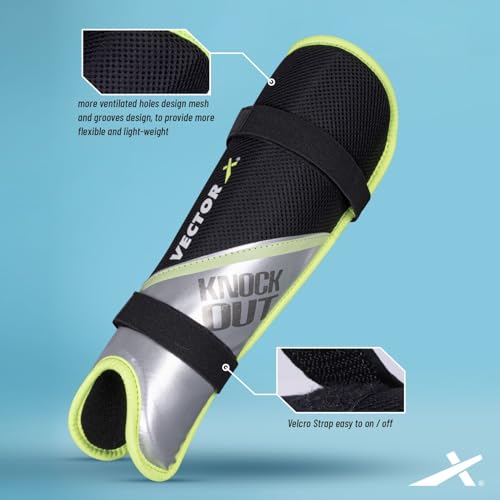 Vector X Field Hockey Shin Guard with PPCP Shell | Double 360° Velcro Straps | Practice and Training | Air Mesh Cushioning | for Kids Youth Adults (Medium) - Image 4