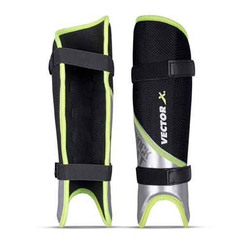 Vector X Field Hockey Shin Guard with PPCP Shell | Double 360° Velcro Straps | Practice and Training | Air Mesh Cushioning | for Kids Youth Adults (Medium) - Image 1