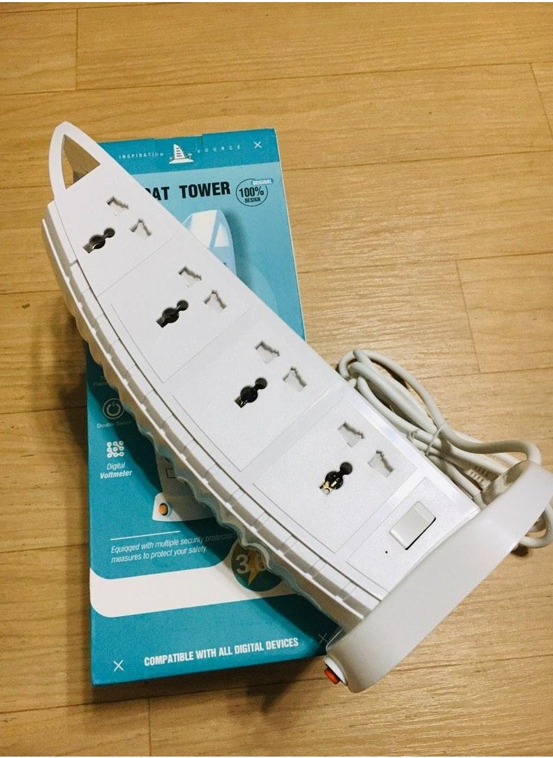 Generic Tower Extension Board with USB A and USB C Port with Universal Sockets with Master Switch and Safety Shutter  - Image 1
