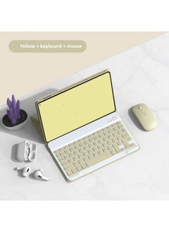 For IPad For Apple Wonderful Pro Tablet Magnetic Separate Protective Shell With Card Slot Bluetooth Keyboard Leather Case-Color:Yellow-leather Case Keyboard Charging Mouse-Applicable Model:iPad Pro4/5/6 [12.9-inch]]