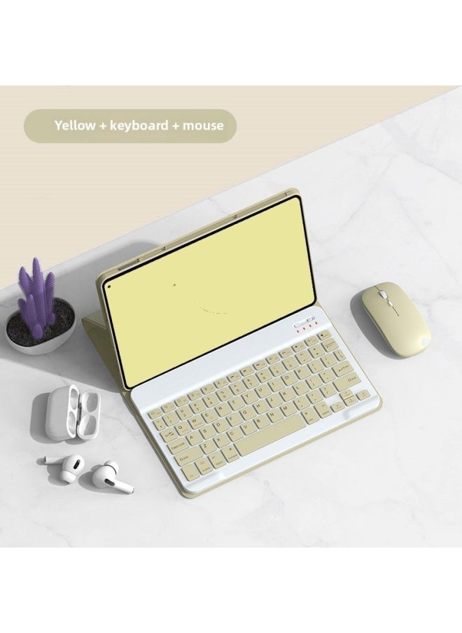 Generic - For IPad For Apple Wonderful Pro Tablet Magnetic Separate Protective Shell With Card Slot Bluetooth Keyboard Leather Case-Color:Yellow-leather Case Keyboard Charging Mouse-Applicable Model:iPad Pro4/5/6 [12.9-inch]] - Image 1
