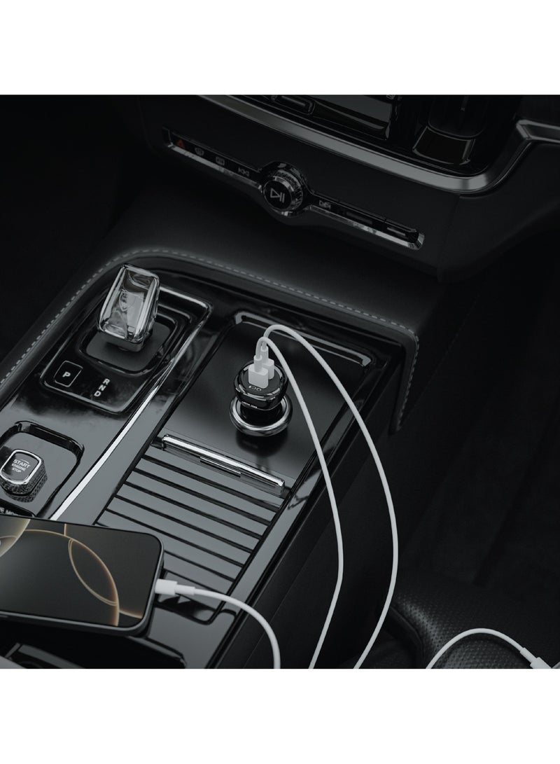 GREEN LION 40W Dual Port QC3.0 Car Charger with USB-A to USB-C Cable 1M / 2 USB-A Port / Fast Charging / PC Flame Retardant Material / Multiple Protection / Compact Design - Black - Image 4