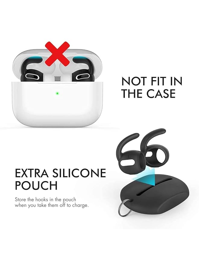 Delfino 3 Pairs Ear Hooks Covers For Airpods Pro Added Storage Pouch Anti Slip Ear Tips Compatible With Airpods Pro Black  - Image 5